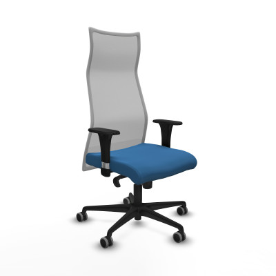 Albacete malla XL sincro malla gris similpiel azul claro brazos 1D base nailon ruedas 65mm engomadas