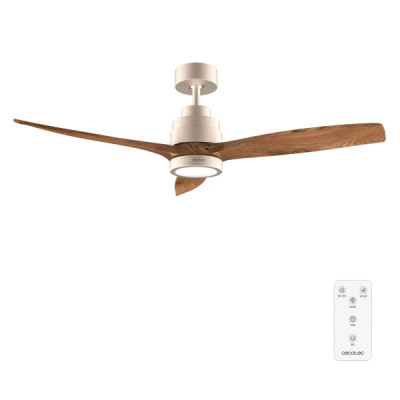 Cecotec EnergySilence Aero 5295 GoldBlack Ventilador de Techo con 3 Aspas y Luz - 35W - Diametro de 52 - LED de 18W - 6 Velocidades - Temporizador - Modo Invierno - Color Madera Oscuro
