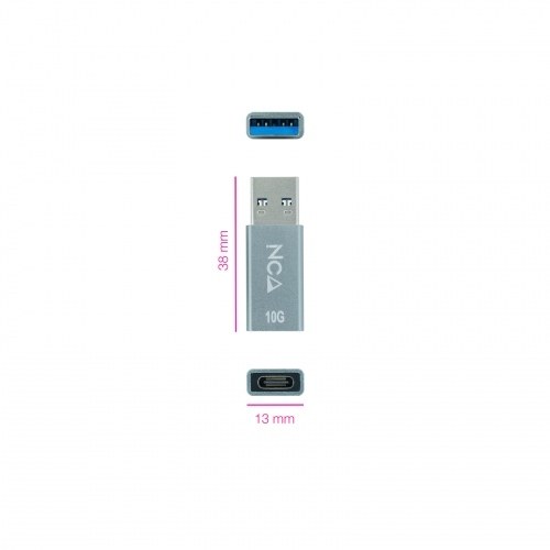 Nanocable Adaptador USB-A 3.1 GEN2 a USB-C, USB-A/M-USB-C/H, Gris