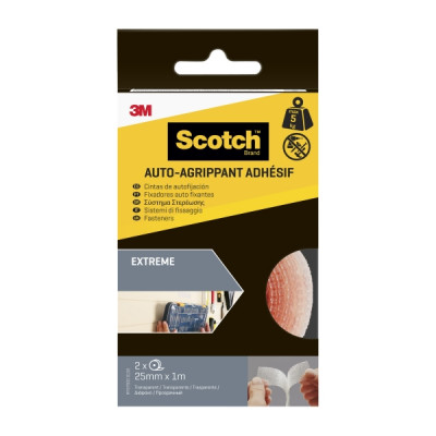 Scotch Extreme Cierres Adhesivos Reposicionables - 25mm x 1 M  - Color Transparente