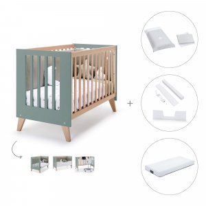 Cuna-cama colecho (4en1) 60x120 cm madera/eucalipto + colchón + textil Galaxy · Nexor