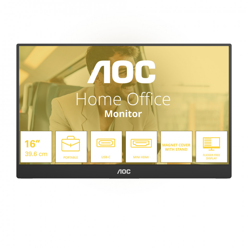 16T20E2 monitor o TV portátil Monitor portátil Negro 39,6 cm (15.6") LED 1920 x 1080 Pixeles