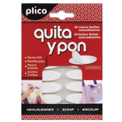 PLICO Paq.24 cierres textiles adhesivos Quita y pon