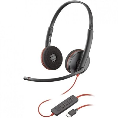 Plantronics/Poly Blackwire C5220 USB-A Auriculares con Microfono - Almohadillas Acolchadas - Controles en Cable - Color Negro