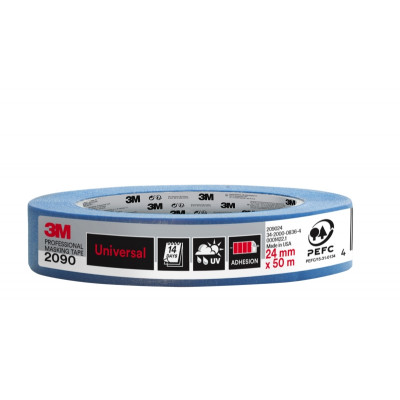 3M Cinta de Enmascarar Profesional - Multisuperficie - 24mm x 50m - 100% PEFC - Color Azul