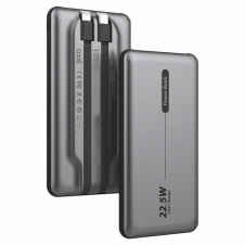 COOL BATERIA EXTERNA UNIVERSAL POWER BANK 10.000 MAH PD 22.5W (2 CABLES) GRIS