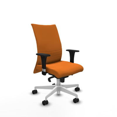 Albacete confidente sincro similpiel naranja brazos 1D base blanca ruedas 65 mm nailon