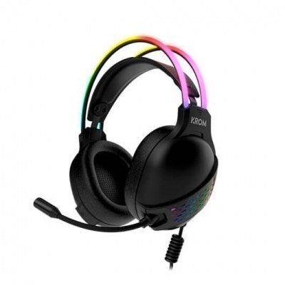 Auriculares micro krom klaim diadema - usb 2xjack 3.5mm - rgb