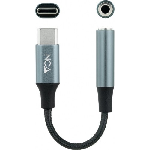 Adaptador USB-C a JACK 3.5 GRIS/NEGRO Cable 11cm NANOCABLE