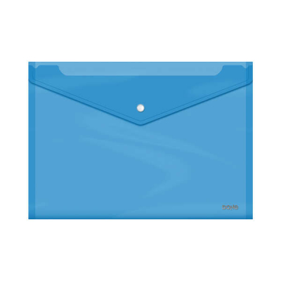 Dohe Sobre Portadocumentos Folio+ - Cierre de Broche - Polipropileno Cristal Transparente 150 Micras - Color Azul
