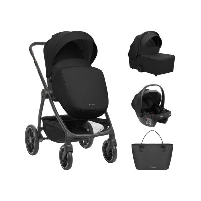 Carrito de bebé Kikkaboo 3 en 1 con capazo Modena Negro