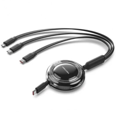 Cable USB Tipo-C 2.0 5A Vention TRKBBE/ USB Tipo-C Macho - 3x USB Tipo-C Macho/ Hasta 100W/ 480Mbps/ 1.1m/ Negro