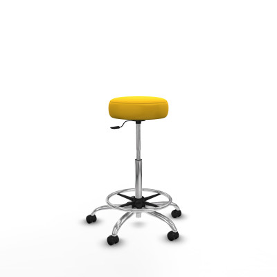 Tolosa giratorio similpiel amarillo base cromada ruedas engomadas 50mm aro cromado