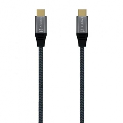 Cable USB 3.1 Tipo-C Aisens A107-0672 20GBPS 100W/ USB Tipo-C Macho - USB Tipo-C Macho/ 1.5m/ Gris