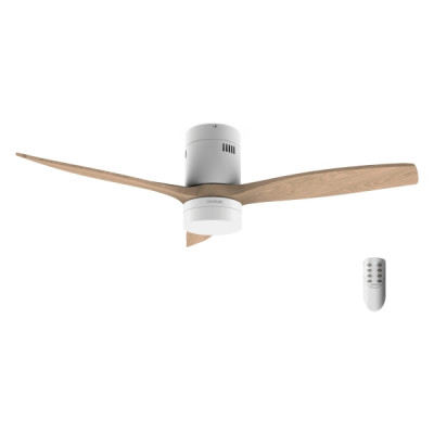 Cecotec EnergySilence Aero 5600 Classic Ventilador de Techo con 3 Aspas y Luz LED Integrada - 40W - Diametro de 52 - 6 Velocidades - Modo Invierno - Temporizador - Mando a Distancia - Color Blanco