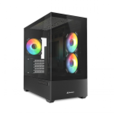CAJA GAMING mATX SHARKOON MK6 RGB 3XVENT 120MM 2XUSB SN FUENTE NEGRO