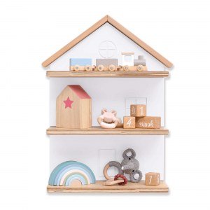 Estantería infantil pared con forma de casita madera/blanco · Ville H163-M9777