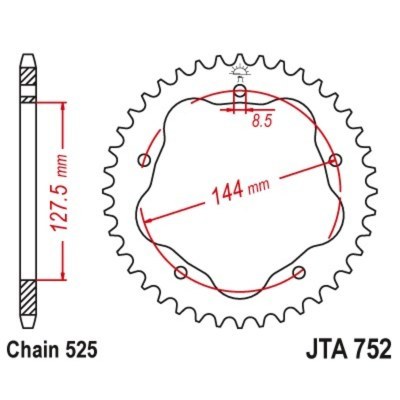 Corona JT 525 de aluminio con 43 dientes JTA752.43