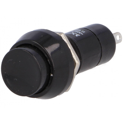 Pulsador Presion Redondo Ø12mm OFF-(ON) NEGRO
