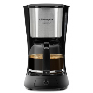 Cafetera de goteo filtro Orbegozo GC 4515, 15 tazas, 900W, filtro permanente extraíble, negro e inox