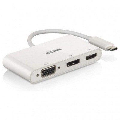 Adaptador Tipo-C D-Link DUB-V310/ 1xHDMI/ 1xDisplayPort/ 1xVGA/ Blanco