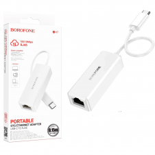 Borofone Dh7 Adaptador Usb-c A Rj45 Ethernet 100 Mbps Blanco