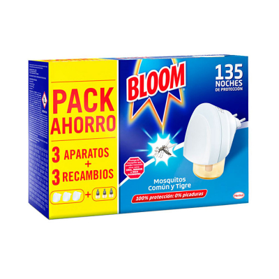 Pack ahorro insect bloom 3 aparatos + 3 recambios mosquitos común y tigre