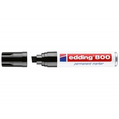 Edding 800 Rotulador Permanente - Punta Biselada - Trazo entre 4 y 12 mm. - Recargable - Secado Instantaneo - Color Negro
