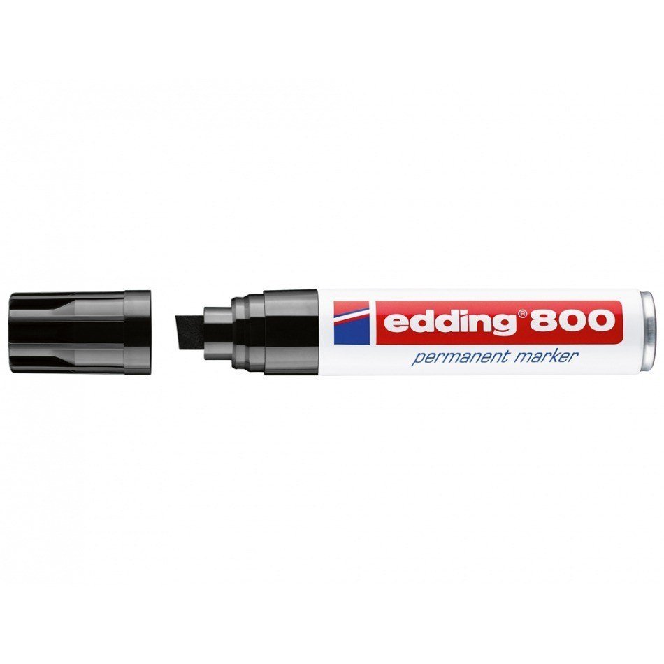 Edding 800 Rotulador Permanente - Punta Biselada - Trazo entre 4 y 12 mm. - Recargable - Secado Instantaneo - Color Negro