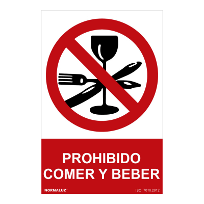 Señal prohibido prohibido comer y beber (pvc 0.7mm) 30x40cm