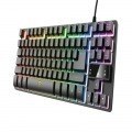 TECLADO TRUST GAMING GXT 833 THADO METALICO COMPACTO ILUMINACION LED MULTICOLOR ANTI-GHOSTING 12 TECL.MULTIMEDIA USB 23698