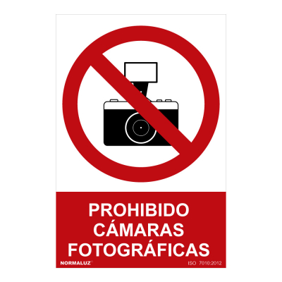 Señal prohibido prohibido camaras fotograficas (pvc 0.7mm) 30x40cm normaluz