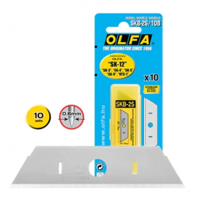 Olfa Pack de 10 Cuchillas de Respuesto para Cutters Olfa SK-12, SK-4, SK-5, SK-9 y UTC-1 - Acero Inoxidable