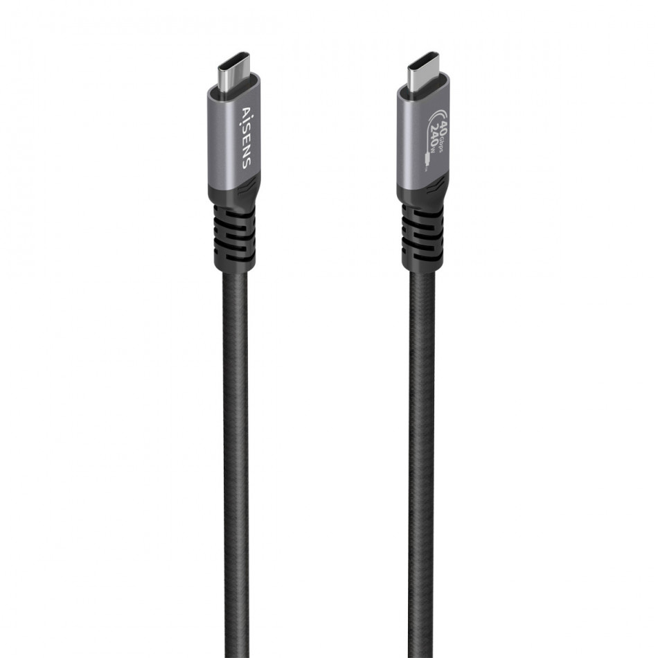 AISENS - CABLE USB4 GEN3x2 ALUMINIO 40GBPS 8K@60HZ 5A 48V 240W E-MARK, TIPO USB-C/M-USB-C/M, NEGRO, 0.5M
