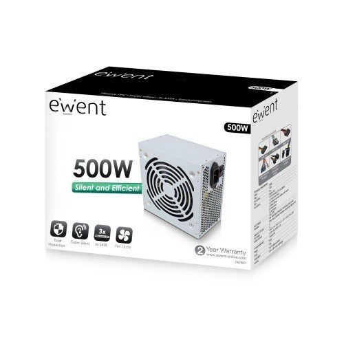 Ewent EW3909 Fuente de alimentación 500 W ATX Gris