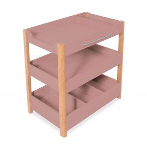 Mueble cambiador 50x80 cm con estantes madera/rosa · Dadá D100-M9559