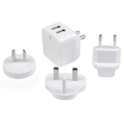 Cargador de Pared USB de 2 Puertos para Tablets Smartphones - Cargador Blanco de Alta Potencia para Viajes