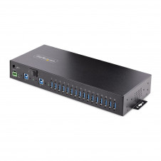 StarTech.com Hub Ladrón USB 3.0 5Gb de 16 Puertos Industrial - Metal - Montaje en Rack/Superficie/DIN - Carga Compartida USB 120W - ESD - Bloque de T