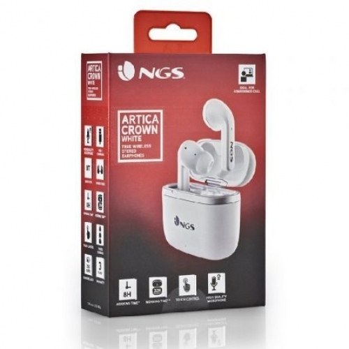 Auriculares Bluetooth NGS Ártica Crown con estuche de carga/ Autonomía 8h/ Blancos
