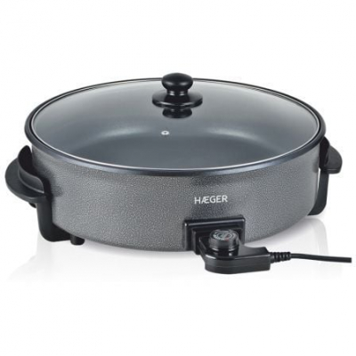 PAELLERA ELÉCTRICA HAEGER GOURMET 42 - 1500W - 42*7CM - ANTI-ADHERENTE - TAPA VIDRIO CON RESPIRADOR - 5 NIVELES TEMPERATURA - BASE ESTABLE