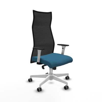 Albacete malla sincro malla negra bali verde petroleo brazos blancos base blanca ruedas 65mm engomadas