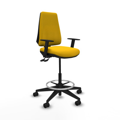 Taburete Elche AS bali amarillo brazos 1D base piramidal ruedas 65mm nailon