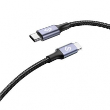 Cable USB 2.0 Tipo-C Subblim Plus/ USB Tipo-C Macho - USB Tipo-C Macho/ Hasta 100W/ 480Mbps/ 1m/ Negro