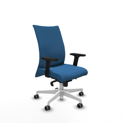 Albacete confidente sincro similpiel azul claro brazos 2D base blanca ruedas 65mm engomadas