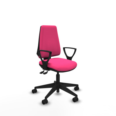 Elche AS similpiel rosa brazos fijos base piramidal ruedas nailon 65mm