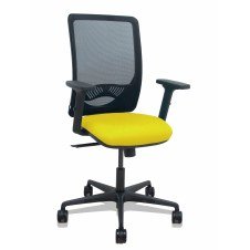 Piqueras y Crespo Silla Zulema sincro malla negra asiento bali amarillo brazos 2D ruedas 65mm
