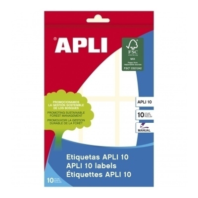 Apli Etiquetas Blancas 34 x 67 mm - Ideal para Escribir sobre Ellas - 10 Hojas