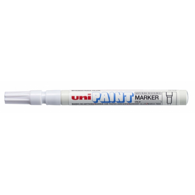 Uni-ball PX-21 Paint Marker - Marcador de Pintura - Punta Acrilica de Bala 0.8-1.2mm - Cuerpo de Aluminio - Tinta Resistente a Luz y Agua - Color Blanco