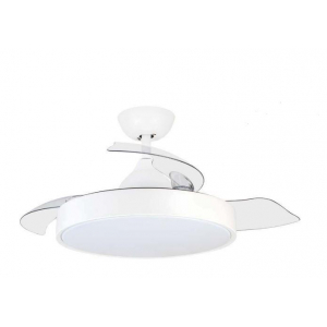 Ventilador de techo Orbegozo CP119105, 105 cm, 35W, 1600 lúmenes, 6 velocidades, 3 aspas retráctiles, temporizador 8 horas, muy silencioso, mando a distancia, luz LED 36W, blanco