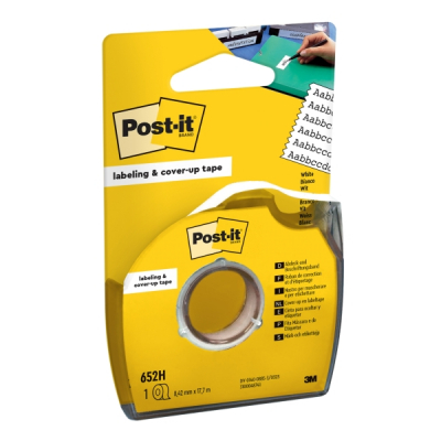 Cinta adhesiva Post-it para escribir - 8.42mm x 17.7m | Con dispensador | Color blanco